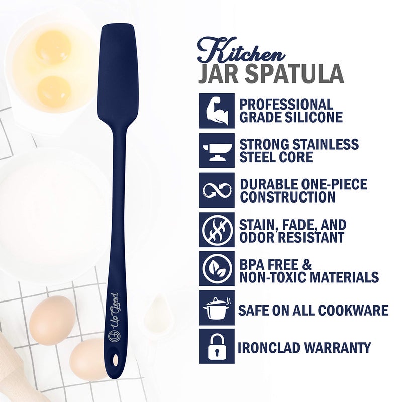 UpGood Silicone Jar Spatula | 600F Heat Resistant Non-Stick Rubber Scraper | Perfect for Jars, Smoothies, Blenders | One Piece Utensils | Durable Kitchen Cookware (UpGood Professional Spatulas, Blue) - Image 4